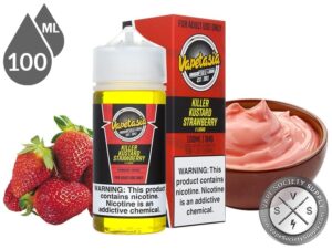 Killer Kustard Strawberry E-Liquid by Vapetasia - Rich Strawberry Custard Vape in a Large Bottle.