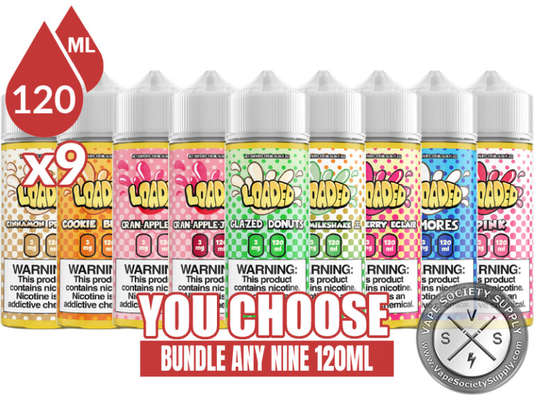 Loaded E-Juice Bundle - Variety Pack of 9x120ml Bottles (1080ml)