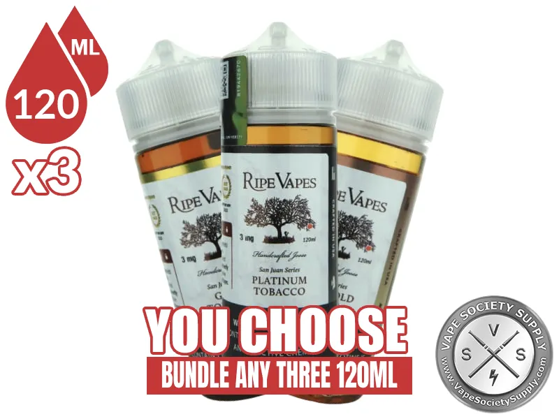 Ripe Vapes Bundle 3x120ml (360ml): 3 bottles with a You Choose banner