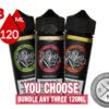 Ruthless Vapor Ejuice Bundle - Variety of flavorful vape juices in 3x120ml bottles.