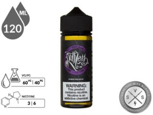 Grape Drank Ruthless Vapor 120ml bottle with a 60/40 VG/PG icon and nicotine strength icons