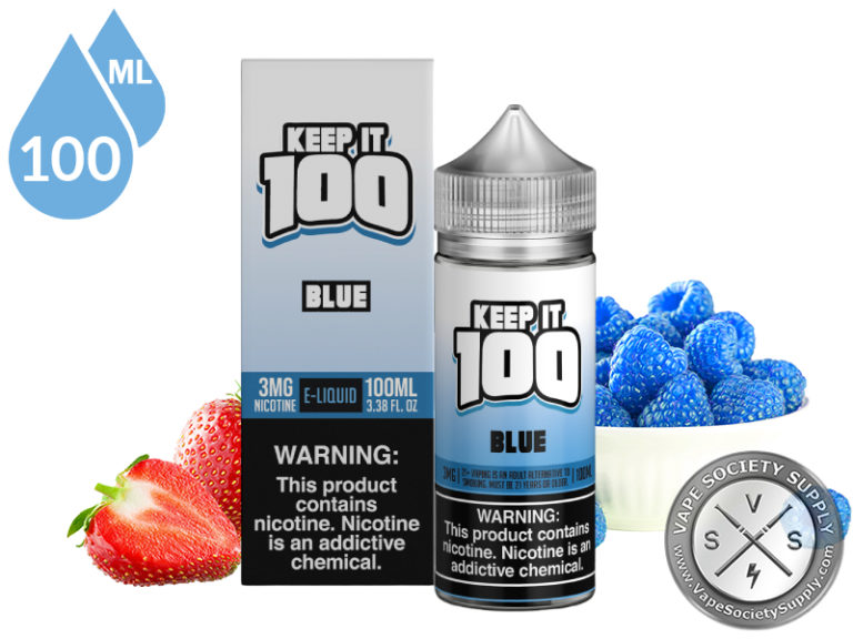 Keep It 100 E-Liquid - Blue, Tangy Blue Raspberry and Sweet Strawberry Blend