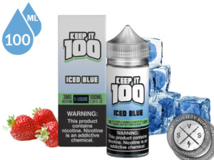 ICED BLUE E-Liquid by Keep It 100 - Chilled Blue Raspberry and Strawberry Flavor in a Large 70/30 VG/PG Bottle