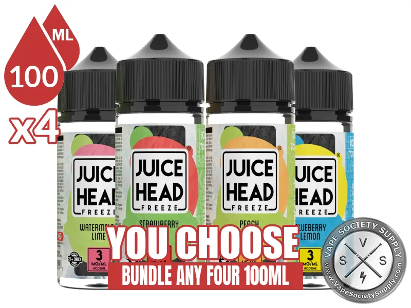 Juice Head Freeze Bundle 4x100ml (400ml): 4 bottles with a You Choose banner