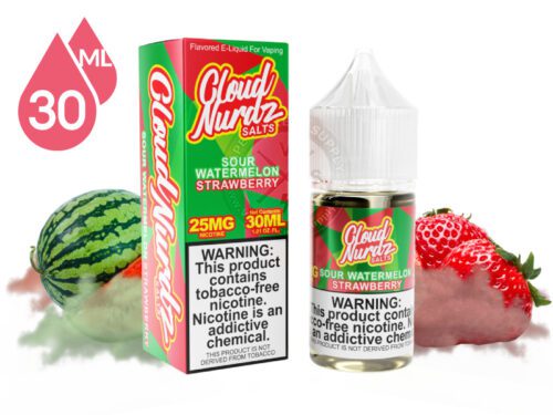 Sour Watermelon Strawberry CLOUD NURDZ SALTS TFN Eliquid