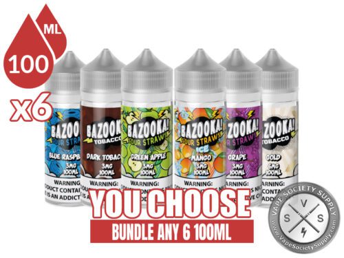 Bazooka Sour Straws Bundle 6 100ml (600ml)