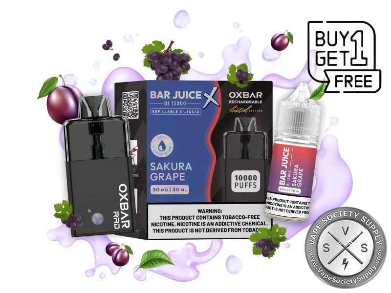 Bar Juice x OXBAR RRD 10K Puffs Disposable Sakura Grape Buy 1 Get 1 Free
