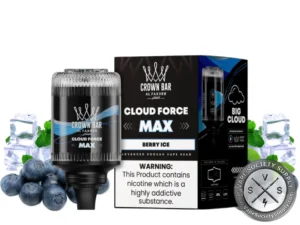 Al Fakher Crown Bar Cloud Force Max 50K Puffs Disposable E-Hookah Vape Head Berry Ice