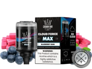 Al Fakher Crown Bar Cloud Force Max 50K Puffs Disposable E-Hookah Vape Head Blueberry Gum