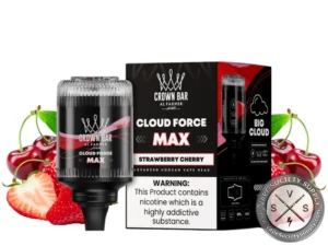 Al Fakher Crown Bar Cloud Force Max 50K Puffs Disposable E-Hookah Vape Head Strawberry Cherry