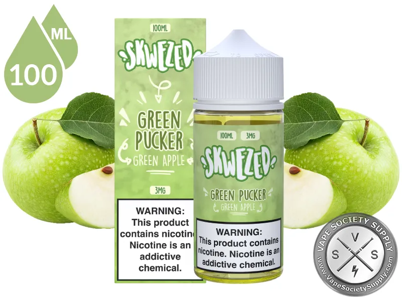 Green Apple by Skwezed 100ml bottle and box with green apples