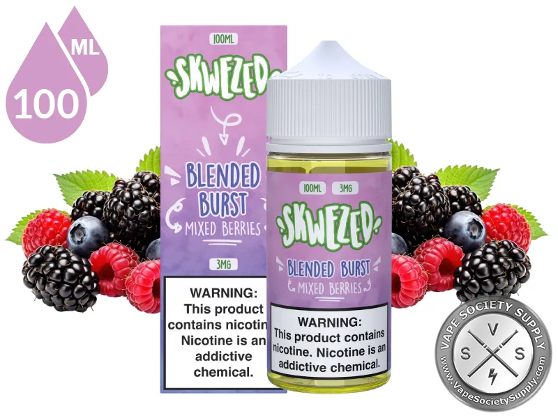 Mixed Berries by Skwezed 100ml bottle and box with mixed berries
