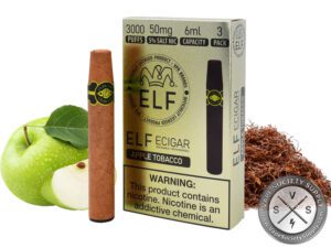 ELF ECigar 3000 Puff Disposable Cigar Device With Ash Simulated LED Tip - Pack of 3 Apple Tobacco