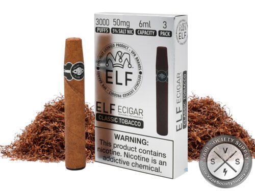 ELF ECigar 3000 Puff Disposable Cigar Device With Ash Simulated LED Tip - Pack of 3 Classic