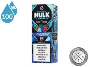 Frozen Blue Razz Straw-Melon Chew HULK TEARS by MIGHTY VAPORS box