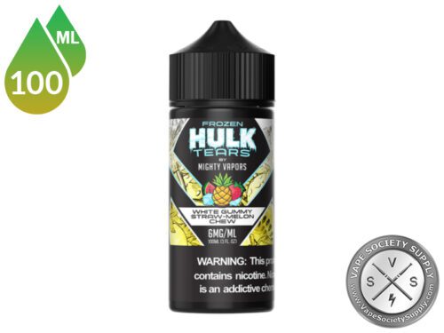 Frozen White Gummy Straw-Melon Chew HULK TEARS by MIGHTY VAPORS bottle