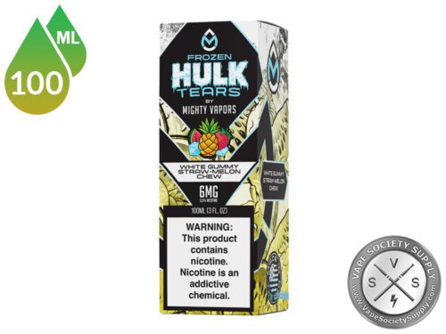 Frozen White Gummy Straw-Melon Chew HULK TEARS by MIGHTY VAPORS box