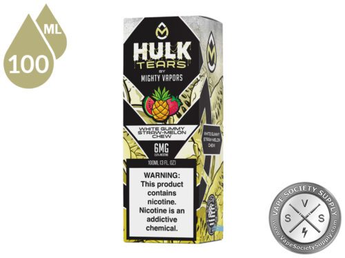 White Gummy Straw-Melon Chew HULK TEARS by MIGHTY VAPORS box