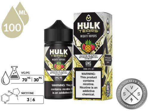 White Gummy Straw-Melon Chew HULK TEARS by MIGHTY VAPORS info