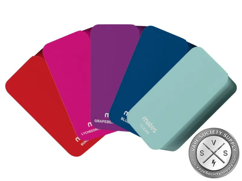 Five 7 Daze Mates 15K pods in red, pink, purple, blue and light blue