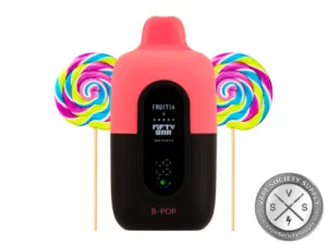 Fifty Bar 20K Fruitia Berry Pop disposable vape with rainbow lollipops