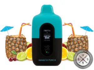 Fifty Bar 20K Fruitia Island Punch disposable vape with pineapple drinks with umbrellas and citrus fruit
