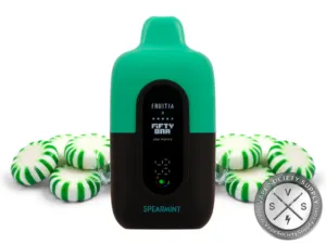 Fifty Bar 20K Fruitia Spearmint disposable vape with spearmint candies