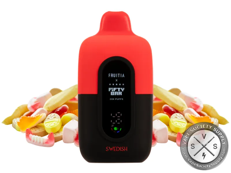 Fifty Bar 20K Fruitia Swedish disposable vape with assorted gummy candies