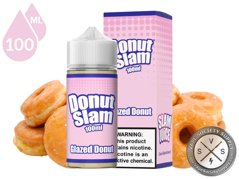 Glazed Donut by Donut Slam 100ml bottle and box with glazed donuts