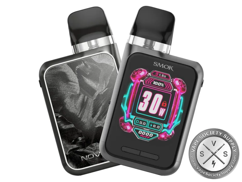 SMOK Novo GT Box pod system in Gun Metal: a gunmetal frame and a black and white marbled back