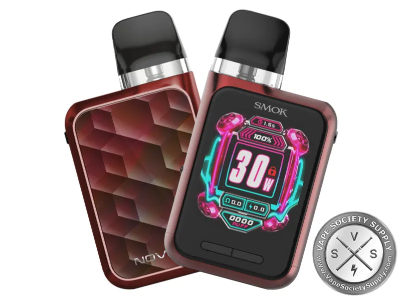 SMOK Novo GT Box pod system in Red: a dark red frame and a red faceted back