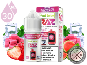 Straw Watermelon Bubblegum Ice Pod Juice x RAZ Salt
