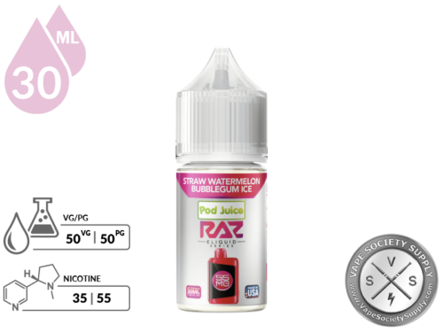 Straw Watermelon Bubblegum Ice Pod Juice x RAZ Salt-4