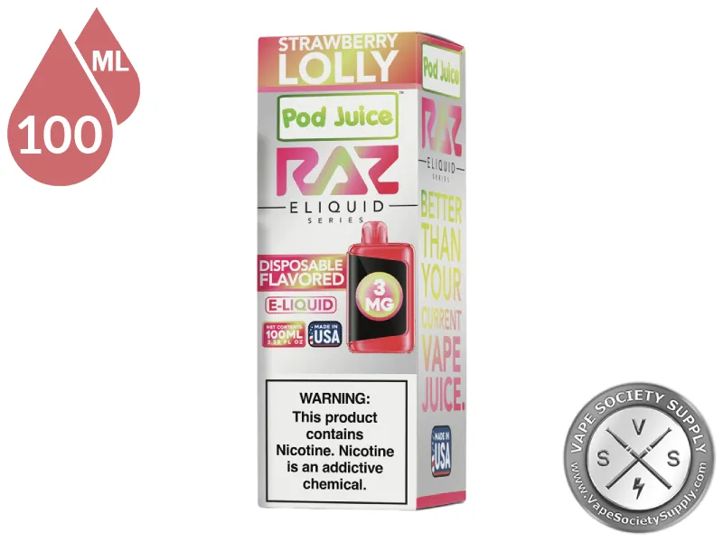 Strawberry Lolly Pod Juice x RAZ 100ml box