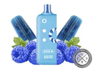 Off-Stamp X-Cube Sweet Cube Popping Blue Razz pod with blue ice pops and blue raspberries