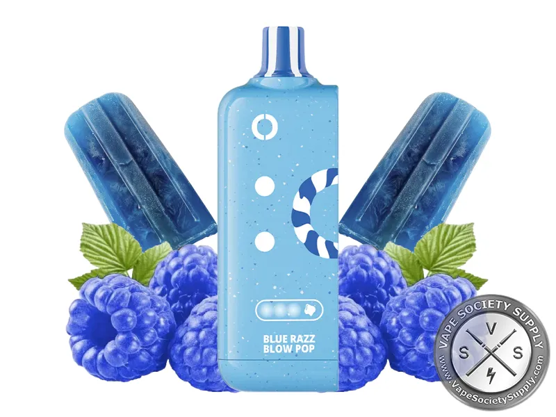 Off-Stamp X-Cube Sweet Cube Popping Blue Razz pod with blue ice pops and blue raspberries