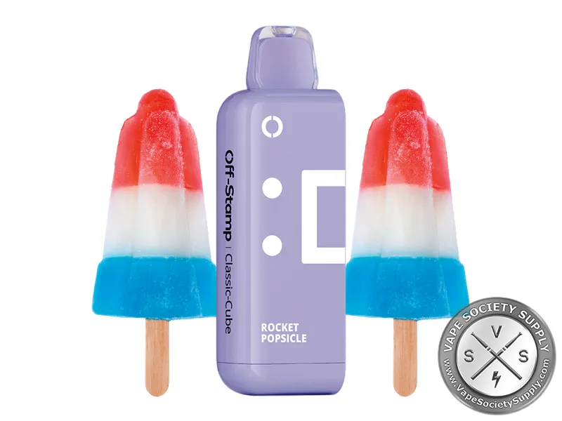 Off-Stamp X-Cube Classic Cube Rocket Freeze pod with red, white and blue ice pops