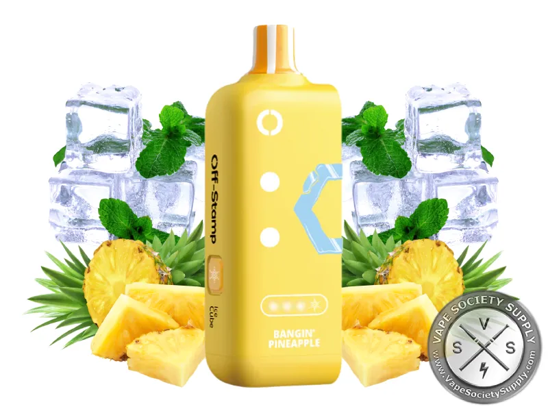 Off-Stamp X-Cube Ice Cube Bangin Pineapple pod with pineapple chunks, ice cubes and mint leaves