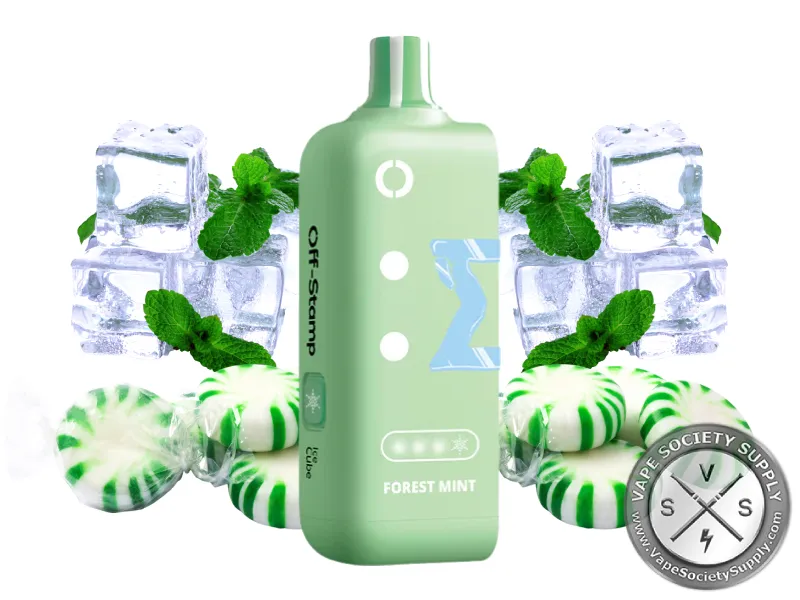 Off-Stamp X-Cube Ice Cube Forest Mint pod with peppermint candies, ice cubes and mint leaves