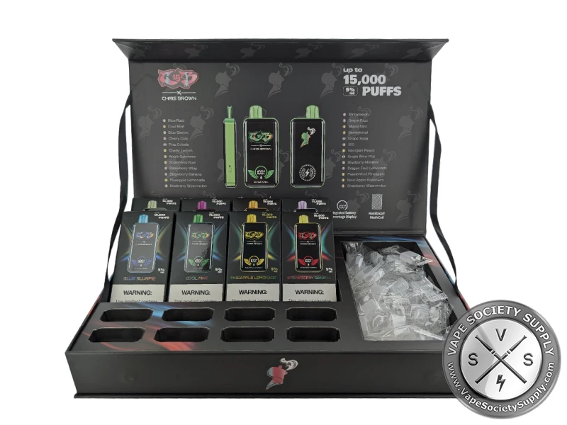 Chris Brown CB15K Puffs 15ML Disposable Device – Display of 8 – Sample Box