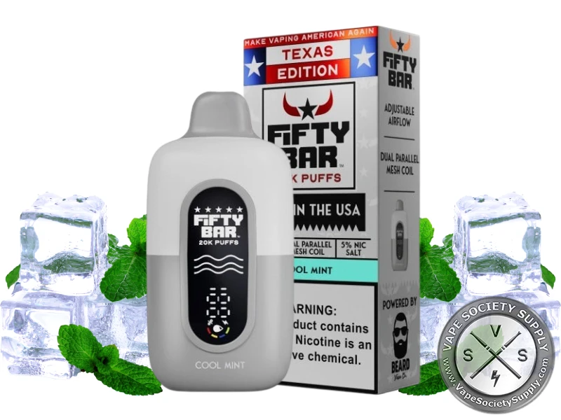 Fifty Bar Disposable Vape _ 20K Puffs Texas Edition Cool Mint
