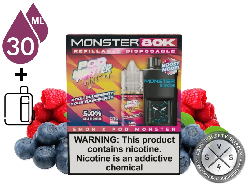 Pod Monster 80k Refillable Disposable Blueberry Sour Raspberry