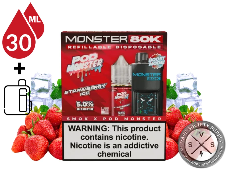 Pod Monster 80k Refillable Disposable Strawberry Ice