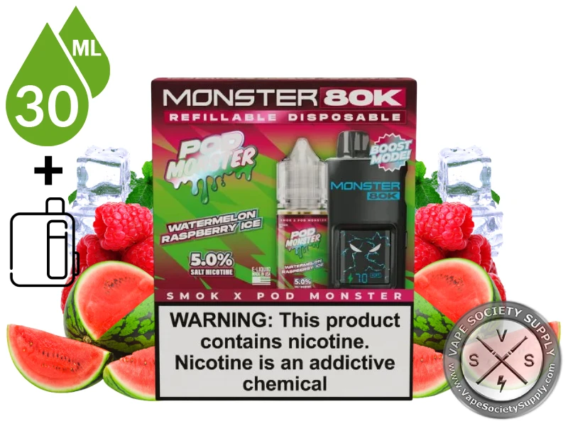 Pod Monster 80k Refillable Disposable Watermelon Raspberry Ice-1