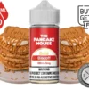 The Pancake House Gold Biscoff 100ml e-liquid surrounded by Biscoff cookies and cookie butter pancakes with Buy 2 Get 1 Free promotion.