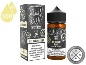 Ice Cream Cake SADBOY Cake Line bottle with retail packaging.