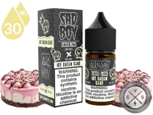 Ice Cream Cake SADBOY Cake Line Salt surrounded by creamy vanilla ice cream cake.
