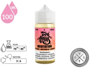 Meditation Zen Haus 100ml synthetic nicotine vape juice bottle with 70VG 30PG ratio.