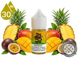 Ohmmm Zen Haus Salt pineapple mango passionfruit nicotine salt with fresh tropical fruit.