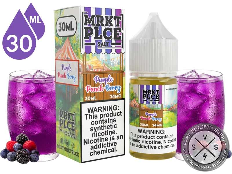 Purple Punchberry THE STND Salt nicotine salt with fruit punch drink and mixed berries.